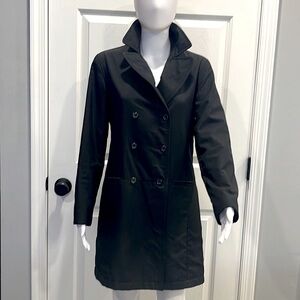 GAP Vintage Black Double Breasted Trench Waterproof Rain Pea Coat Jacket-Small